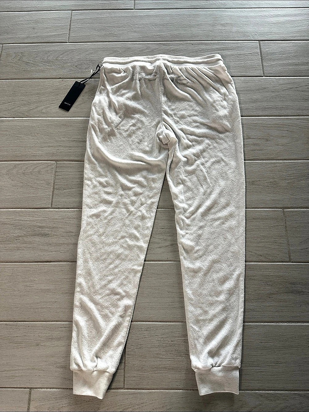 bebe sport Rhinestone Logo Terry Jogger Pants White